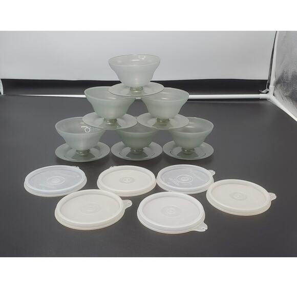 Tupperware Vintage Parfait Cups Set of 6 Dessert Pudding Ice Cream Sundae Gray - Picture 1 of 7
